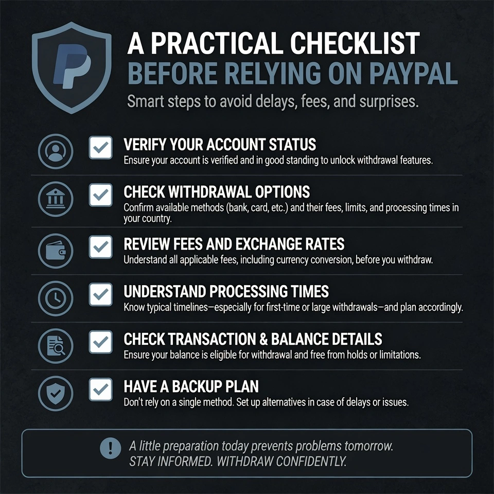 A Practical Checklist Before Relying on PayPal for Withdrawals